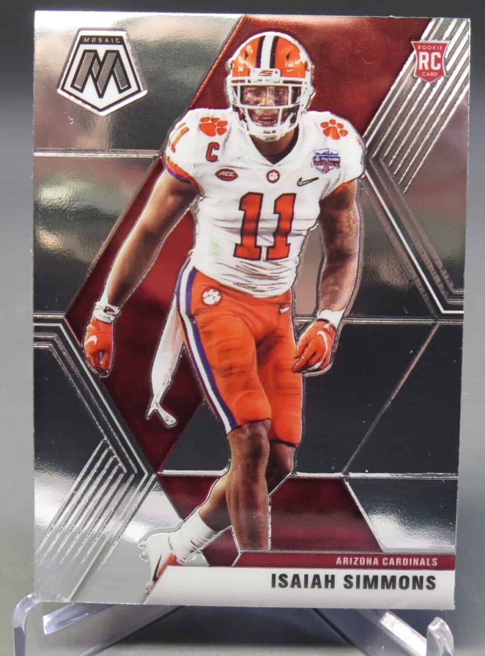 2020 Panini Mosaic Isaiah Simmons RC Football Card.