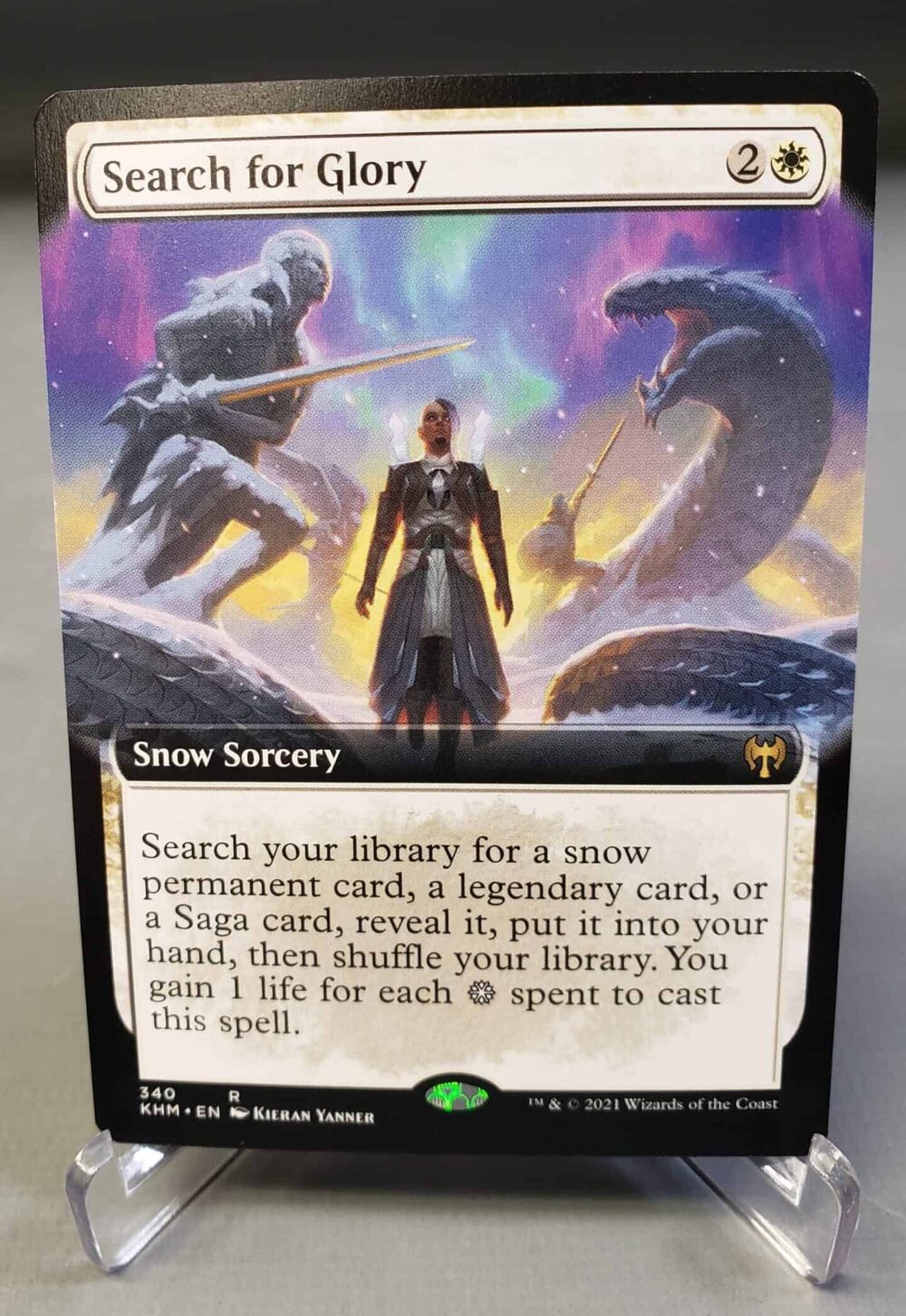 Magic the Gathering MTG Kaldheim Search for Glory Extended Full Art Card.